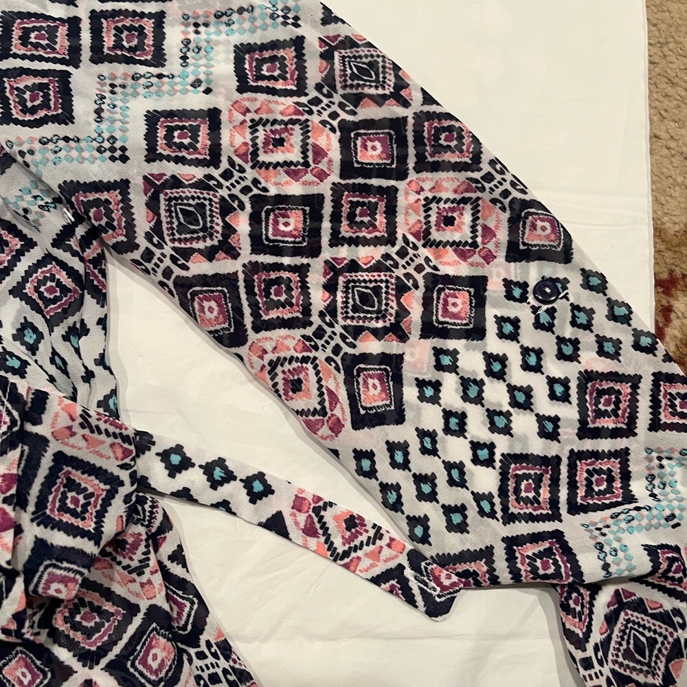 Charlotte Russe Sheer Top.  Size Medium purple, teal and black multi colors - Picture 14 of 15